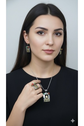 Otantik Dikdörtgen Gümüş Set Bronz