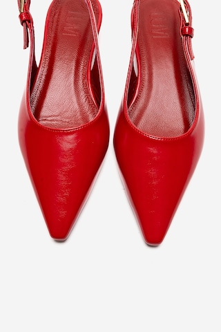 Luvishoes Jenna Kırmızı Cilt Sivri Burunlu Kadın Alçak Topuklu Ayakkabı
