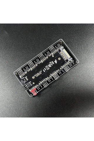 Xuweiwei Siyah Çift 8 Portlu 5v 3 Pin Pwm Sicaklik Kontrol Argb Fan Hub Usb Güç Kaynakli 36v Yapışkan Montaj Argb Aydınlatma Sistemleri