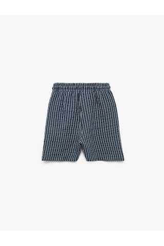 Koton Beli Bağcıklı Pamuklu Çizgili Bermuda Müslin Şort Lacivert Çizgili 5skb40213tw Lacivert Çizgili