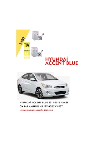 Hyundai Accent Blue 2011-2015 Arası Ön Far Ampül Takımı 2 Adet