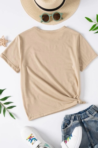 Uyguntarz Çocuk Kafadar Ayılar Baskılı Pamuklu Tshirt Bej