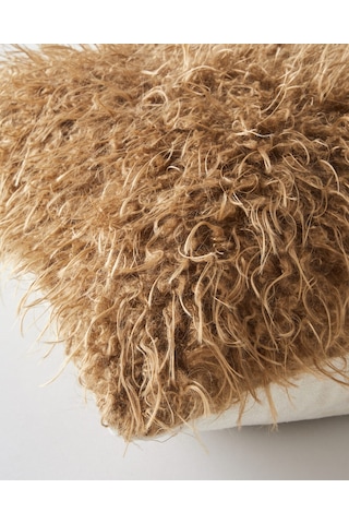 English Home Fluffy Pelüş Kırlent Kılıfı 45x45 Cm Açık Kahverengi Açık Kahverengi