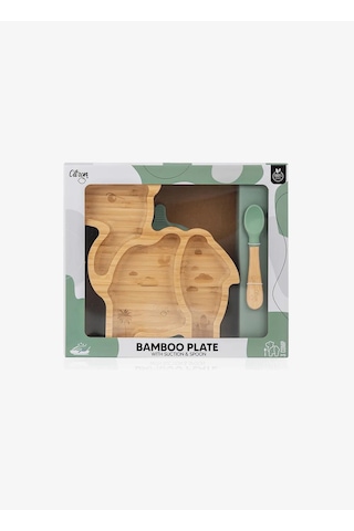 Citron Bölmeli Vakum Tabanlı Organik Bambu Çocuk Yemek Takımı - Camel 1073575