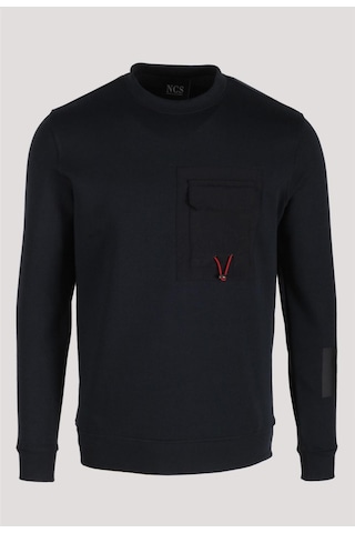 Erkek Sweatshirt Lacivert Ön Cep Detaylı Relaxed Fit Double Face Crewneck Ncs Jeans 1640-lacivert Lacivert