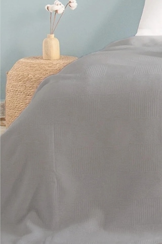 Çift Kişilik Gri Dama Desenli Pike. Damalı Otel Pikesi 200 X 230