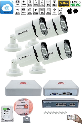 4'lü Güvenlik Ip Kamera Seti - 4mp Dış Mekan Kdj-4s-4w-p-ıp-v0