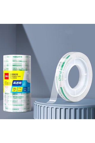 Deli Küçük Yüksek Viskozite Ofis Şeffaf Teyp Öğrenci Kırtasiye Kaseti, Size:12 Rolls Width 0.8cm X Length 18.2m Diğer