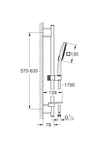 Grohe Rainshower 130 Smartactive Cube Duş Çubuğu Seti, 3 Püskür Diğer