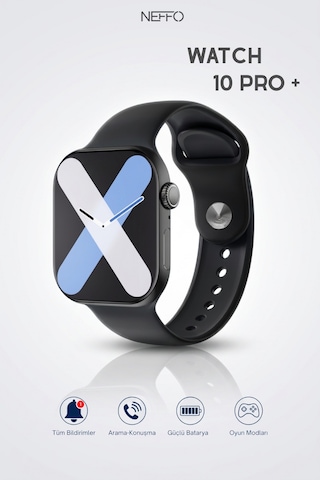 Watch 10 Pro Plus 2 Gb Hafızalı Android Ve İos Uyumlu Siyah Akıllı Saat
