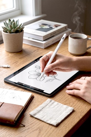 Ven-dens Vd-sp005 Apple Uyumlu iPad Uyumlu Manyetik Tablet Kalemi, Avuç İçi Reddetme, Type-c Şarj, 2, Beyaz