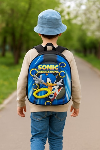 Newfull Sonic Erkek Anaokul Sırt Çantası Mavi Siyah