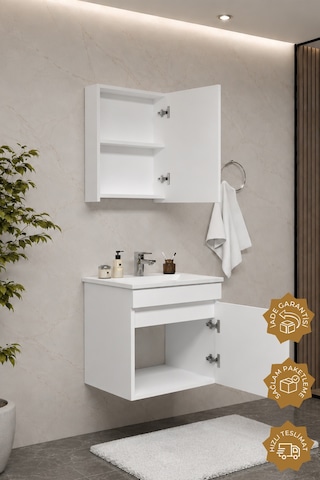 Teta Home Tokyo 55 Cm Mdf Banyo Dolabı Seti Beyaz