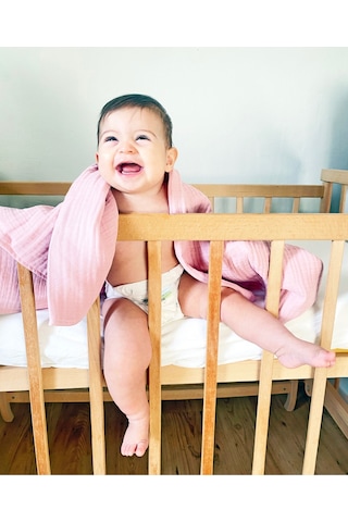 Organik Pamuk Ekstra Yumuşak 4 Katlı Müslin Battaniye Pudra Pembe 85x100 CM Pudra Pembe