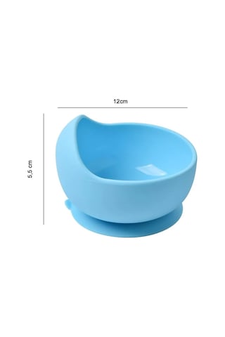 Jojobebek Vakumlu Silikon Mama Kasesi, Altı Vakumlu Mama Kasesi, Silikon Kaşık Ve Çatal / Mavi