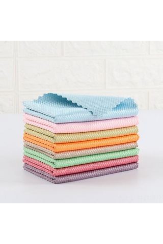 Hangfox Mutfak Ev Kullanıma Uygun Yüksek Kaliteli Sudu Tutabilir Telli Kenarli Iz Bırakmaz Cam Temizleme Bezi 25x25 Cm Rastgele Renk