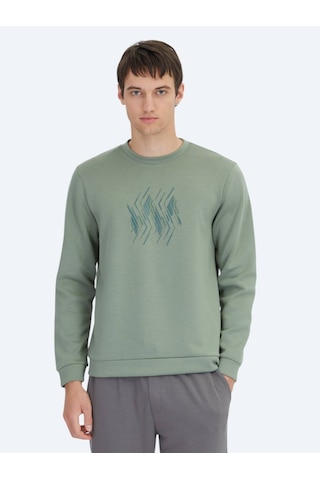 Kip Mint Bisiklet Yaka Desenli Sweatshırt Mint