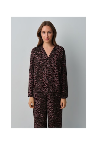 Suwen Meloni Gömlek Yaka Pijama Takımı Wsh10510148911 Siyah