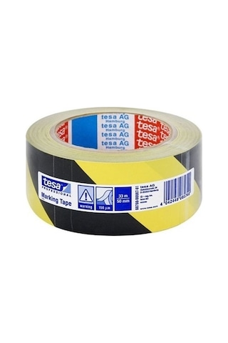 Tesa 60760 33m X 50mm Sarı-siyah Yer İşaretleme Bandı