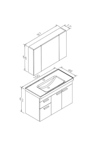 Orka Enez 100 Cm Mdf Livana Banyo Dolabı Alt Modül Ve Lavabo Çok Renkli