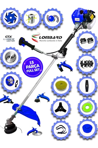 Cros Lombard İtaly Seravıo 618x Seri Yan Tırpan+ Akrobat Çapalama + Toprak Eşeleme 15 Parça Komple Set
