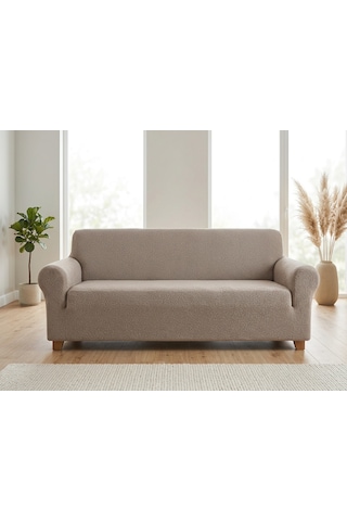 Bohem Likralı Koltuk Örtüsü Takımı 3+3+1+1 Yumuşak Dokulu Esnek Modern Desenli Koltuk Kılıfı Kakao