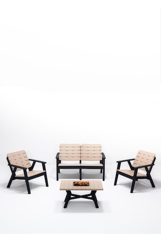 Sera 2+1+1+s Mindersiz Oturma Grubu / Bahçe - Balkon Mobilyası Cappuccino