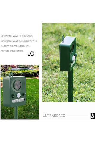 H41489 Güneş Enerjili Hayvanlar Kovucu Ultrasonik Dalga Köpek Yeşil