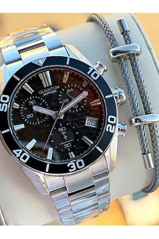 Quantum Sapphire Cam İtalyan Bileklikli 10 Atm Suya Dayanıklı 2 Yıl Garantili Erkek Kol Saati 99.350 Gümüş