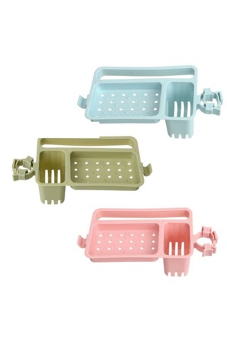 Musluğa Takılan Sünger Havlu Askılı Sabun Hazneli Mutfak Banyo Lavabo Düzenleyici Organizer 5324 19 x 7 CM