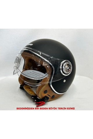 Nero Tk-06 Şefaf Vizörlü Yarım Açık Kask Mat Siyah
