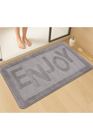 Doğal Kaymaz Taban Banyo Paspas Uzun Ömürlü Yumuşak Dokulu Su Emici Yıkanabilir Enjoy 60x100 Gri