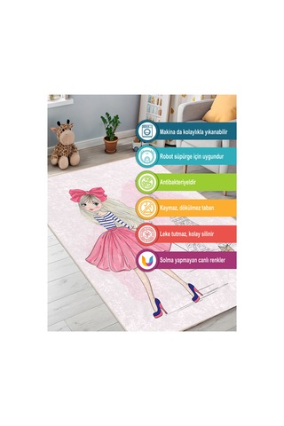 Dijital Baskılı Pamuk Tabanlı Çocuk Halısı Kaymaz, Yumuşak, Makinede Yıkanabilir Çok Renkli 795351619 Çok Renkli