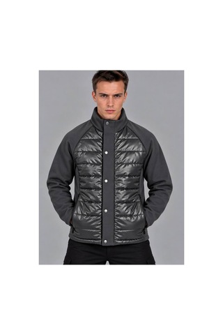 Hk Premium Slim Fit Prada Kumaş Şişme Desenli Mont Antrasit
