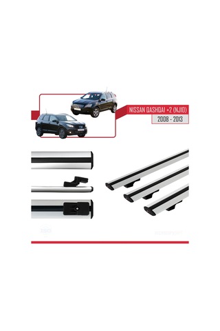 Nisssan Qashqai +2 Nj10 2008-2013 Arası İle Uyumlu Basic Model Ara Atkı Tavan Barı Gri 3 Adet