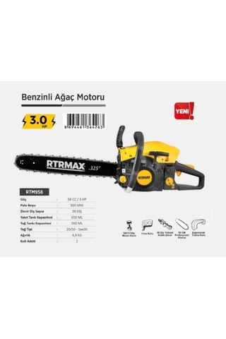Rtrmax Rtm958 58cc 45 Cm Pala Benzinli Ağaç Motoru N11.1416