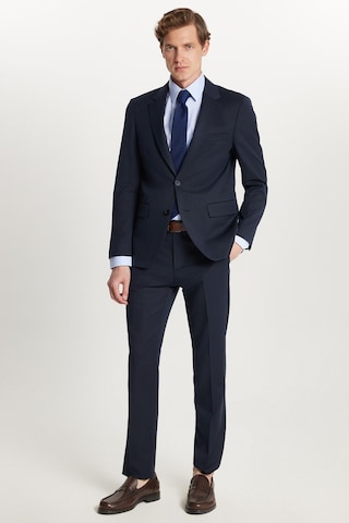Tudors Erkek Regular Fit Lacivert Esnek Likralı Kumaş Mono Yaka Kapaklı Cepli Takım Elbise-34058 Lacivert