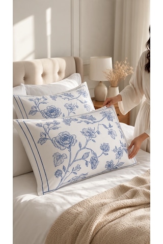 Nakkaş Home Collection 2'li Pamuklu Fermuarlı Yastık Kılıfı Seti - 50x70 Cm Desenli Yastık Kılıfı Çok Renkli