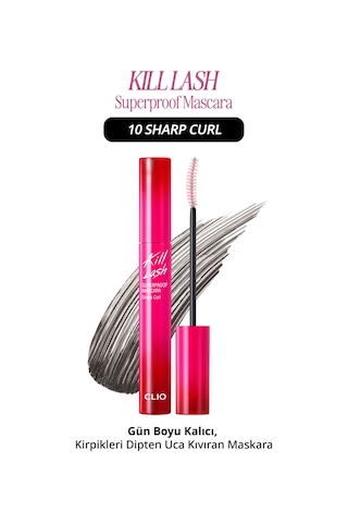 Kalıcı, Kirpikleri Dipten Uca Kıvıran Maskara Clıo Kill Lash Superproof Mascara 010 Sharp Curl 10