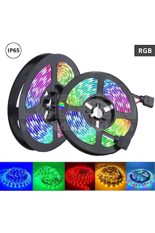 Tedar Rgb Şerit 5 Metre 16 Renkli Kumandalı Adaptörlü Çift Taraflı Bant Najmaddin Standart