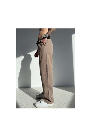 Zaee Keten Baggy Pantolon Koyu Kahverengi