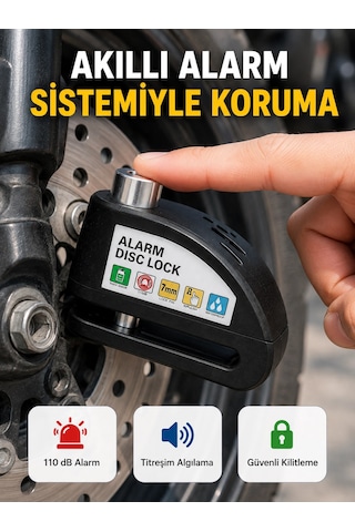 Mey İthalat Alarm Sensörlü Disk Kilidi Motosiklet Scooter Bisiklet Güvenlik Yeni Nesil