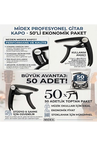 Lastvoice Midex Lct-90bk-50x Kapo 50'li Toptan Capo Gitar Bağlama