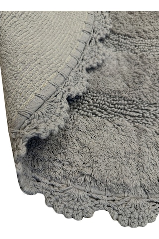 Monre Gri Çap %100 Pamuklu 100x100 Cm Banyo Paspas Seti Renkli