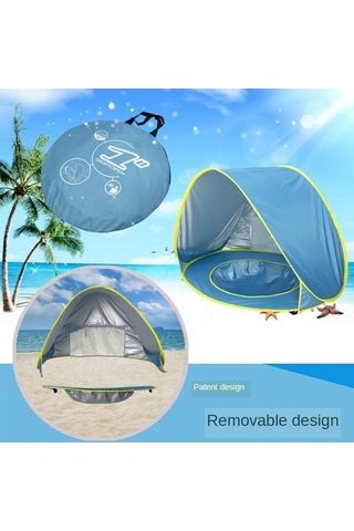 Prestigegoods Moda Havuzlu Bebek Plaj Çadırı Taşınabilir Katlanabilir Güneşlik Balina Mavisi Mavi Mavi