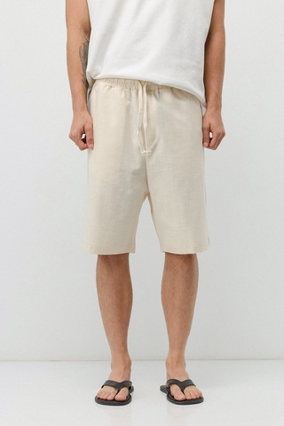 Vamos Basic Oversize Keten Şort Naturel
