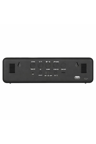 Hd Led Aynalı Dijital Masa Saati Sıcaklık Tarih Alarm Usb Şarjlı Elektronik Saat Siyah Yüzey