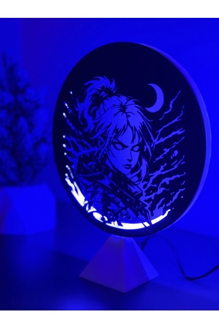 Valorant Jett Ajan Halka Led Işıklı Masa Gece Lambası Gamer Oyun Odası Dekor Hediye Adaptör Dahil Mavi Işık
