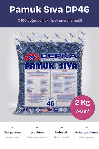 Depka Pamuk Sıva Dp46 2 Kg 7-8 M² İpek Sıva Alternatifi Isı Ve Ses Yalıtımlı Dekoratif Sıva
