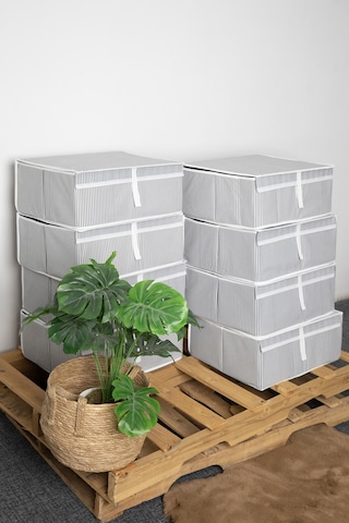 Kapaklı Baza 8'li Hurç 50x40x19 - Gri Gri